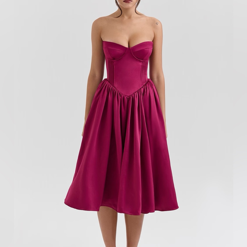 House of CB Strapless Fuchsia Dress